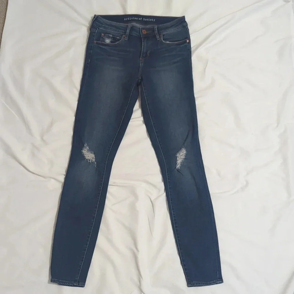 Articles of Society Distressed Skinny Jeans, Color Blue Size 26 - Picture 1 of 15